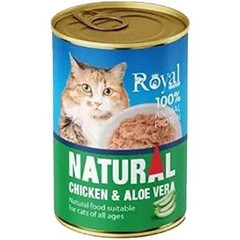 کنسرو گربه رویال کوکو royal coco natural طعم مرغ و آلوئه ورا بافت نچرال وزن 380 گرم