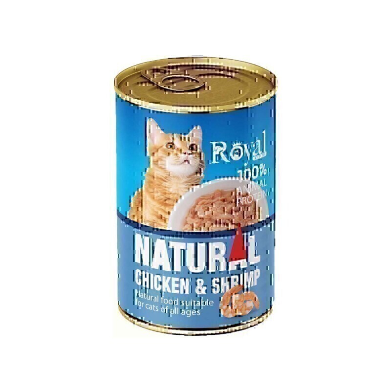 کنسرو نچرال گربه رویال کوکو مدل مرغ و میگو (380 گرم)